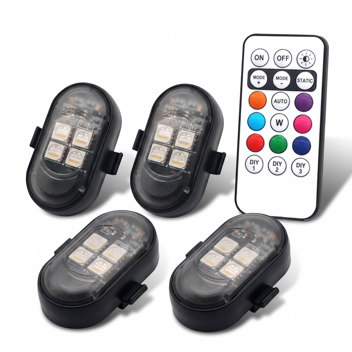 Pack de 4 luces LED de ambiente inalámbricas para coche con mando Neonride