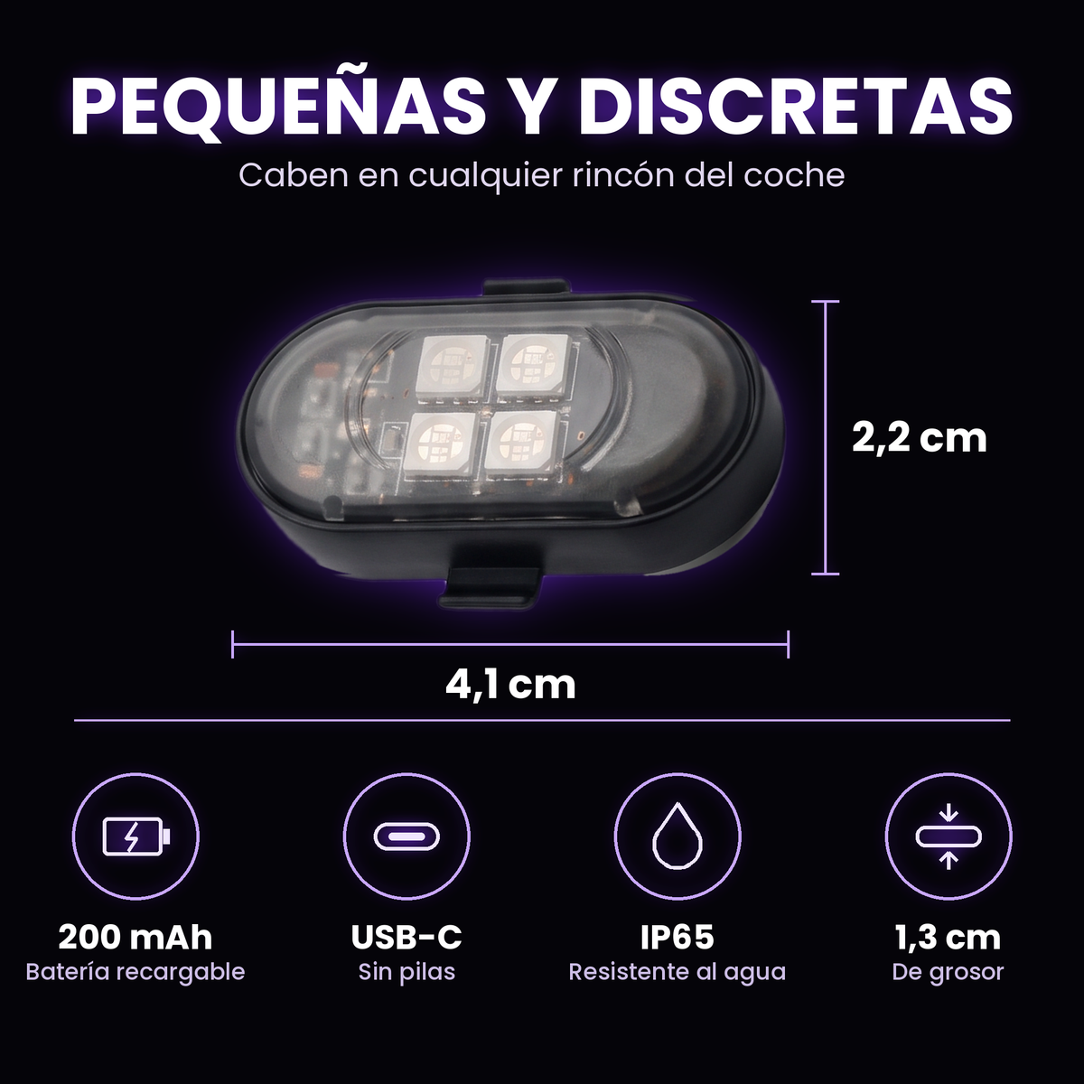 Luces LED de Ambiente para Coche sin Cables